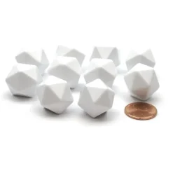 Dice>Pack of 10 D20 Blank Standard Sized Dice - White - Your Source for Gaming Essentials