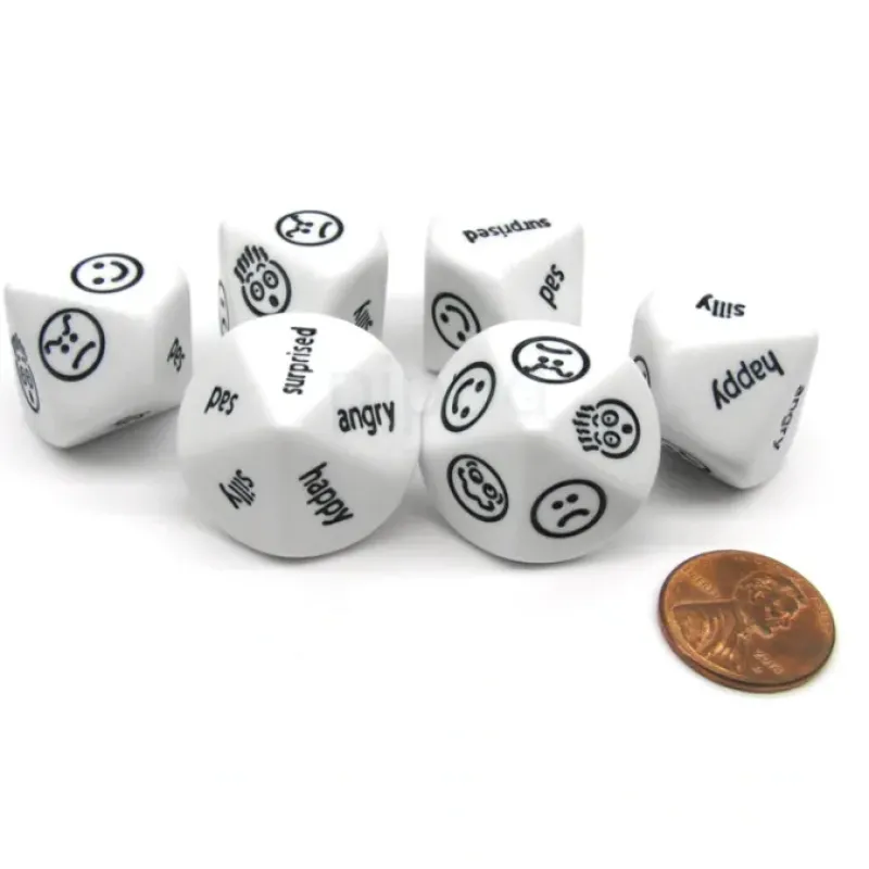 Dice>Pack of 6 D10 Expressions Dice - Angry Surprised Sad Silly Happy Faces and Words - Your Source for Gaming Essentials