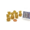 Dice>Pack of 10 D10 Glitter Dice in Display Case- Yellow with White Numbers - Your Source for Gaming Essentials