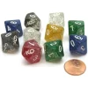 Dice>Pack of 10 D10 Glitter 10-Sided Dice - Assorted Colors - Your Source for Gaming Essentials