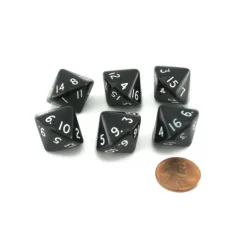 Dice>Pack of 6 D16 Koplow Games 16 Sided 20mm Opaque Dice - Black - Your Source for Gaming Essentials