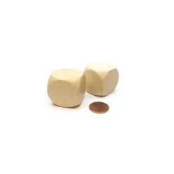 Dice>Pack of 2 D6 Large Jumbo 30mm Rounded Blank Wooden Dice - 'Light' Wood - Your Source for Gaming Essentials
