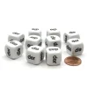 Dice>Pack of 10 D6 16mm German Article Dice - White with Black Words - Your Source for Gaming Essentials