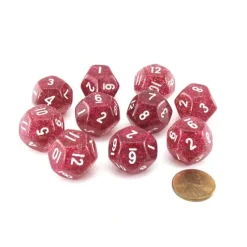 Dice>Pack of 10 D12 20mm Koplow Games Glitter Dice - Purple - Your Source for Gaming Essentials