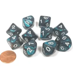 Dice>Pack of 10 D10 16mm Koplow Games Pearl Dice - Emerald - Your Source for Gaming Essentials