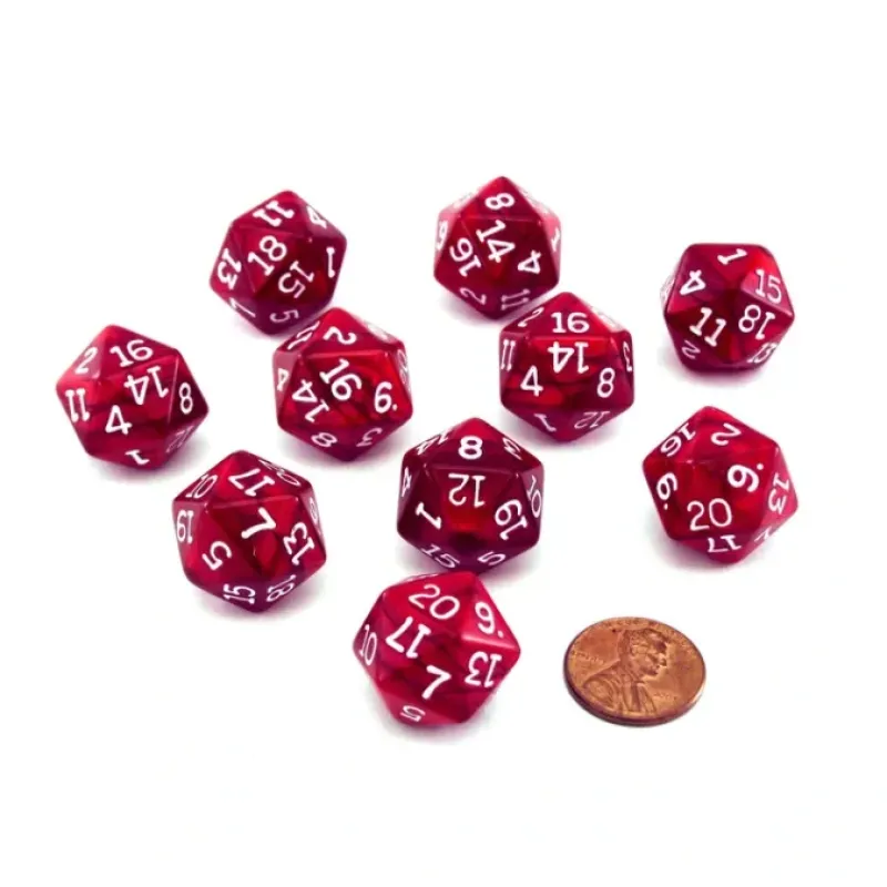 Dice>Pack of 10 D20 20mm Koplow Games Pearl Dice - Red - Your Source for Gaming Essentials