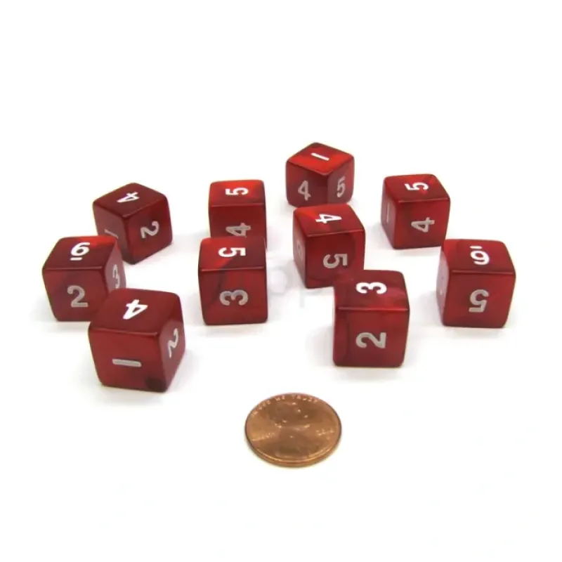 Dice>Pack of 10 D6 16mm Koplow Games Pearl Numbered Dice - Red - Your Source for Gaming Essentials