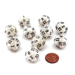 Dice>Pack of 10 D20 20mm Koplow Games Pearl Dice - Gray - Your Source for Gaming Essentials