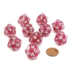 Dice>Pack of 10 D20 20mm Koplow Games Glitter Dice - Purple - Your Source for Gaming Essentials