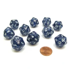 Dice>Pack of 10 D20 20mm Koplow Games Glitter Dice - Blue - Your Source for Gaming Essentials