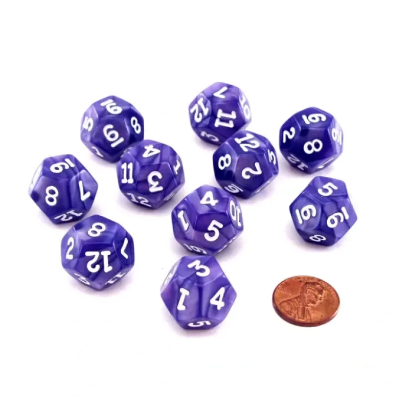 Dice>Pack of 10 D12 18mm Koplow Games Pearl Dice - Purple - Your Source for Gaming Essentials