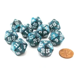 Dice>Pack of 10 D20 20mm Koplow Games Pearl Dice - Emerald - Your Source for Gaming Essentials