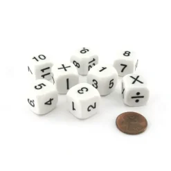 Dice>Pack of 8 D6 16mm Math Set (2) with Numbers and Operators - Your Source for Gaming Essentials