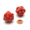 Dice>Pack of 2 D20 Opaque 29mm Jumbo Dice - Red with White Numbers - Your Source for Gaming Essentials