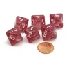 Dice>Pack of 6 D8 8-Sided Glitter Dice - Purple with White Numbers - Your Source for Gaming Essentials