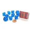 Dice>Pack of 10 D10 Transparent Dice in Display Case - Blue with White Numbers - Your Source for Gaming Essentials