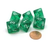 Dice>Pack of 6 D8 Transparent 8-Sided Dice - Green with White Numbers - Your Source for Gaming Essentials
