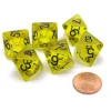 Dice>Pack of 6 D8 Transparent 8-Sided Dice - Yellow with Black Numbers - Your Source for Gaming Essentials