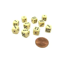 Dice>Pack of 10 Deluxe Round Edge Small 10mm Opaque D6 Dice - Ivory - Your Source for Gaming Essentials