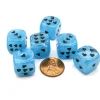 Dice>Pack of 6 Heart Cirrus 16mm D6 Chessex Dice - Light Blue with Black Pips - Your Source for Gaming Essentials