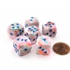 Dice>Pack of 6 Heart Dice, Festive 16mm D6 Dice - Pop Art with Blue Hearts - Your Source for Gaming Essentials