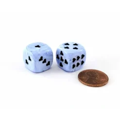 Dice>Pack of 2 Heart 'Ice Cream' 16mm D6 Chessex Dice - Blue with Black Hearts - Your Source for Gaming Essentials