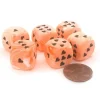 Dice>Pack of 6 Heart 'Ice Cream' 16mm D6 Chessex Dice - Orange with Black Hearts - Your Source for Gaming Essentials
