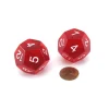 Dice>Pack of 2 Jumbo 29mm D12 Transparent Dice - Red with White Numbers - Your Source for Gaming Essentials