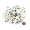 Dice>Pack of 50 Large D6 Square Opaque 19mm Dice - White with Multicolor Pip - Your Source for Gaming Essentials