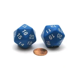 Dice>Pack of 2 Large 30mm Countdown D20 Dice - Blue with White - Your Source for Gaming Essentials