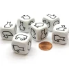 Dice>Pack of 6 22mm Animal Attribute Dice - Duck, Fish, Elephant, Rabbit, Horse, Cat - Your Source for Gaming Essentials