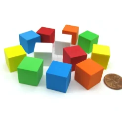 Dice>Pack of 12 16mm Blank Foam Dice Cubes with Square Corners - 2 Each of 6 Colors - Your Source for Gaming Essentials