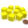 Dice>Pack of 10 16mm Blank Foam Dice Cubes with Square Corners - Yellow - Your Source for Gaming Essentials