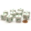Dice>Pack of 10 20mm D6 Arabic Numbers Numbered 1 to 6 - White with Green Etches - Your Source for Gaming Essentials
