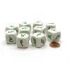 Dice>Pack of 10 20mm D6 Hindi Numbers 1 to 6 - White with Green Etches - Your Source for Gaming Essentials