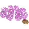 Dice>Pack of 10 16mm D6 Square Edge Transparent Dice - Pink with White Pips - Your Source for Gaming Essentials