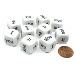 Dice>Pack of 10 16mm Educational English Pronouns Dice - I He She We You It - Your Source for Gaming Essentials