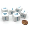 Dice>Pack of 6 20mm Educational English Probability Dice - White with Blue Words - Your Source for Gaming Essentials