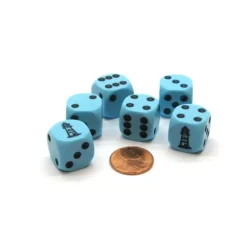 Dice>Pack of 6 16mm Lighthouse D6 Dice - Blue - Your Source for Gaming Essentials