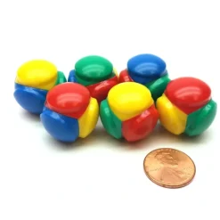 Dice>Pack of 6 20mm 4-Sided Color Dice Plastic Hollow Roller - Red Yellow Green Blue - Your Source for Gaming Essentials