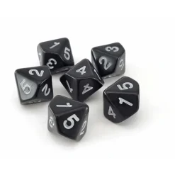 Dice>Pack of 6 20mm 10-Sided D5 Numbered 1 to 5 Twice Dice - Black with White - Your Source for Gaming Essentials