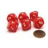 Dice>Pack of 6 16mm 10-Sided D5 Numbered 1 to 5 Twice Dice - Red with White - Your Source for Gaming Essentials