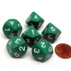 Dice>Pack of 6 16mm 10-Sided D5 Numbered 1 to 5 Twice Dice - Green with White - Your Source for Gaming Essentials