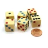 Dice>Pack of 6 16mm Square Opaque Michigan Red Eye Dice - Ivory - Your Source for Gaming Essentials