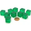 Dice>Pack of 10 16mm Square Transparent Blank Dice Cubes - Green - Your Source for Gaming Essentials