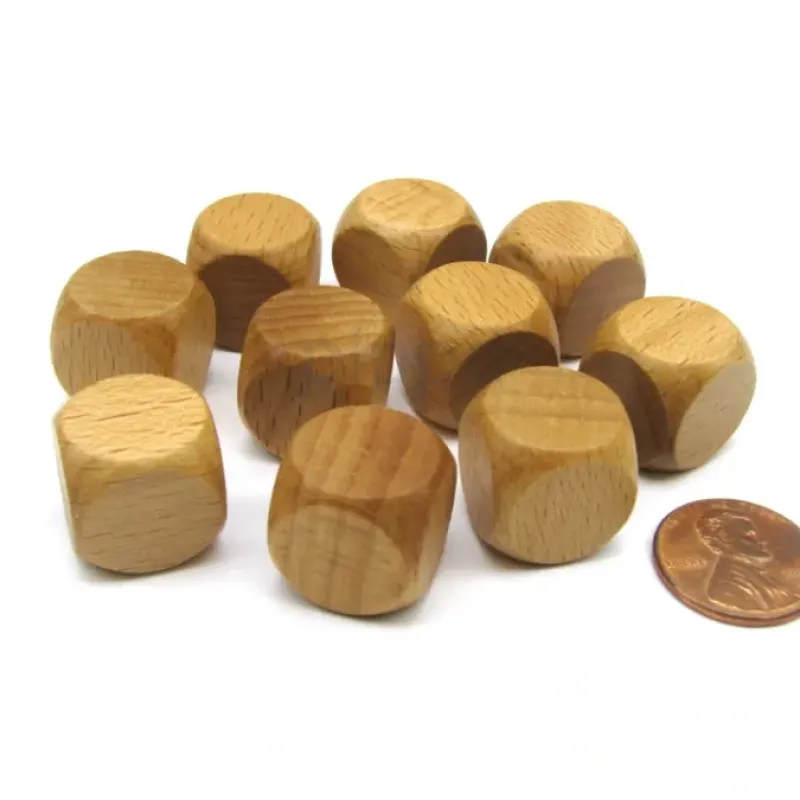 Dice>Pack of 10 16mm Wooden Blank Dice - 'Dark' Wood - Your Source for Gaming Essentials