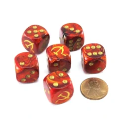 Dice>Pack of 6 Scarab Axis and Allies 16mm D6 Russian Dice - Red with Gold Pips - Your Source for Gaming Essentials