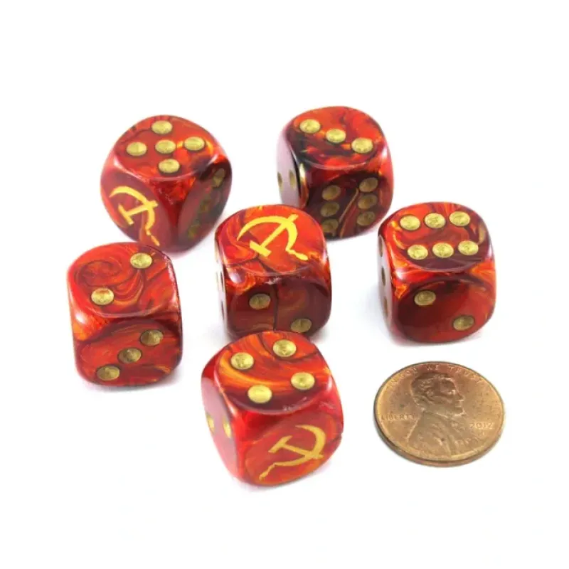 Dice>Pack of 6 Scarab Axis and Allies 16mm D6 Russian Dice - Red with Gold Pips - Your Source for Gaming Essentials