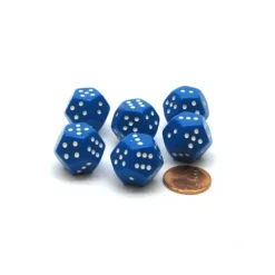 Dice>Pack of 6 12-Sided D6 Spotted 1 to 6 Twice Dice - Blue with White - Your Source for Gaming Essentials