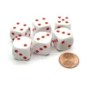 Dice>Pack of 6 Spotted 16mm Averaging Dice (2-3-3-4-4-5) - White with Red Spots - Your Source for Gaming Essentials